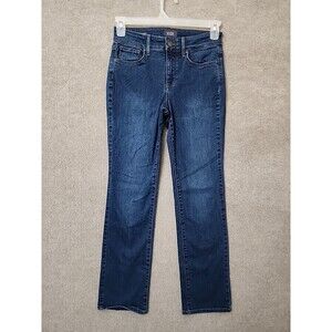 NYDJ Marilyn Straight Jeans Womens 4 Petite Blue Lift Tuck Slimming Stretch